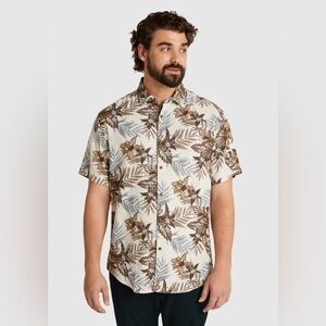 Johnny Bigg NATURAL HUTTON HIBISCUS PRINT Big & Tall SHIRT 1XL NEW
